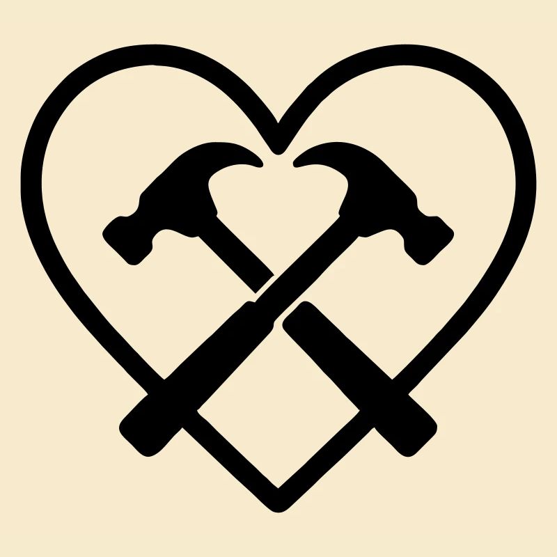 Marteaux croisés coeur constructeur outils de bricolage