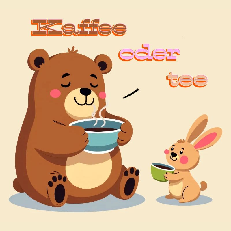 Kaffee oder Tee? Müder Bär und Hase Morgenmuffel