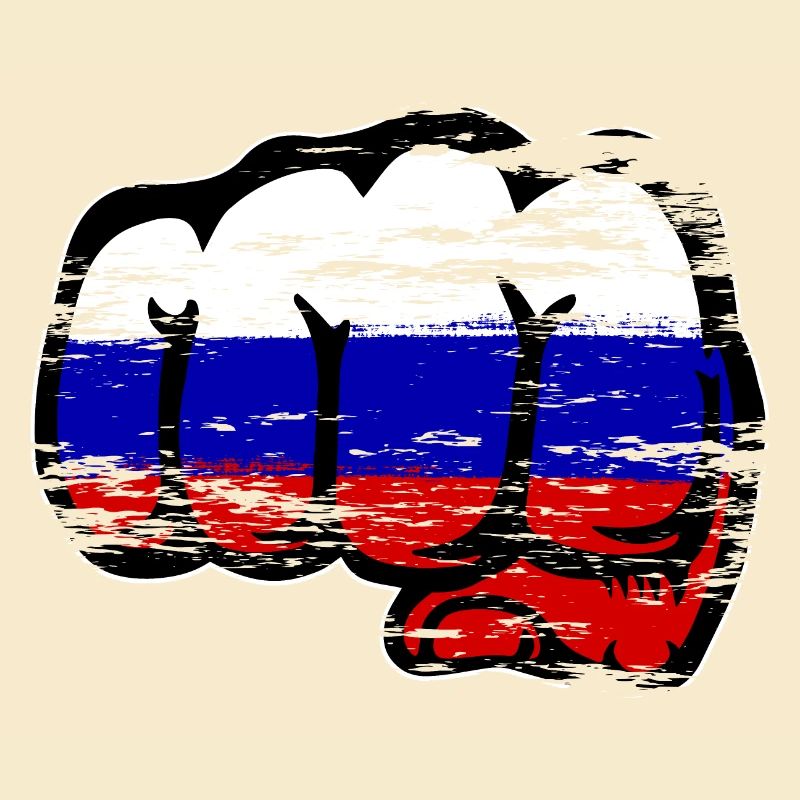Drapeau de la Russie main poing utilisé
