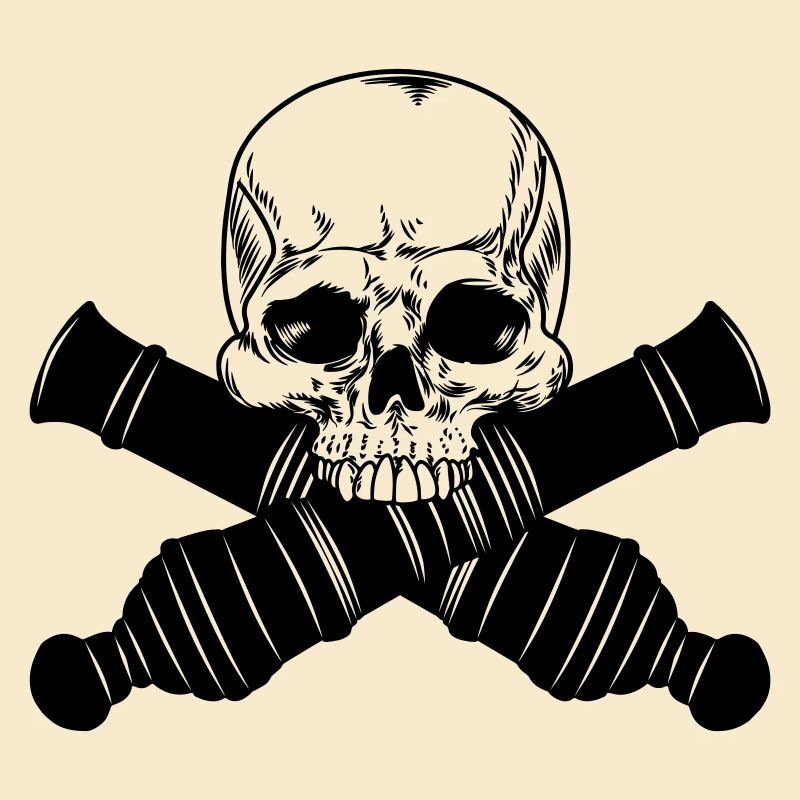 Skull with two cannons
