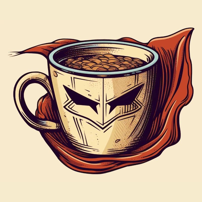 Coffee and cappuccino as caffeine superhero