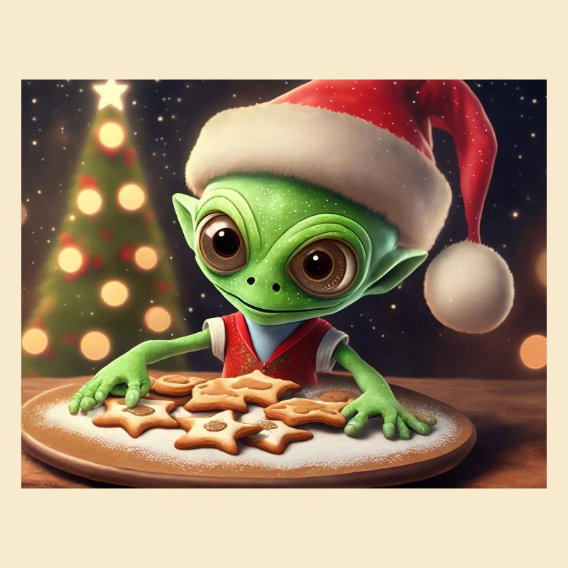 Alien trägt einen hässlichen Weihnachtspullover
