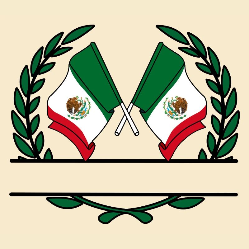 Flags Mexico laurel wreath banner