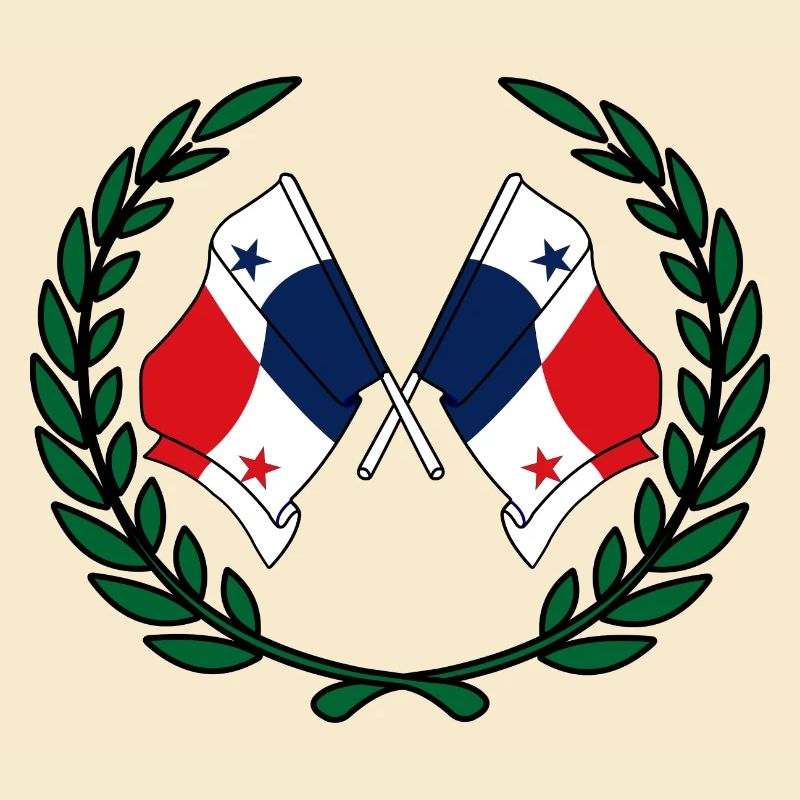 Drapeaux Panama en couronne de laurier