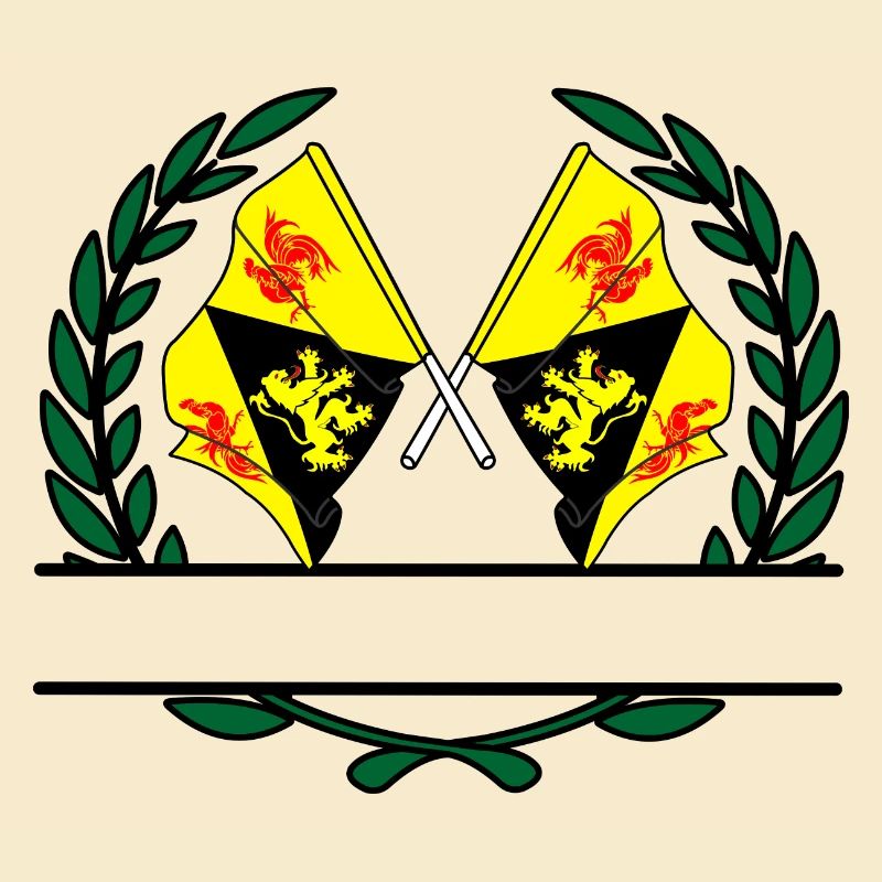 Drapeaux Brabant Wallon en bannière couronne de laurier