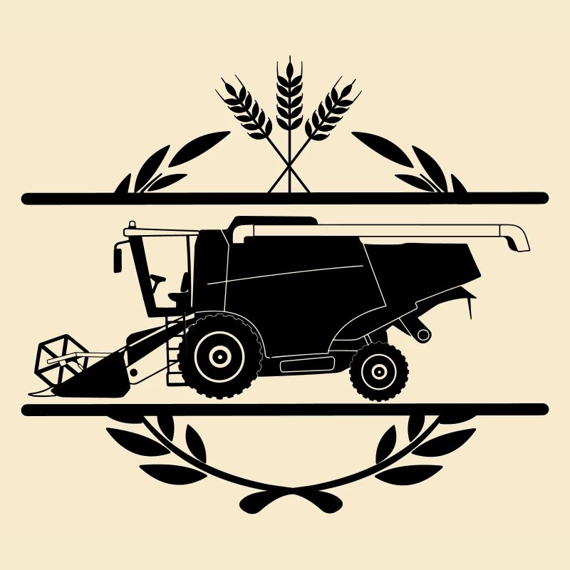 Moissonneuse-batteuse dans le style du logo de la couronne de laurier