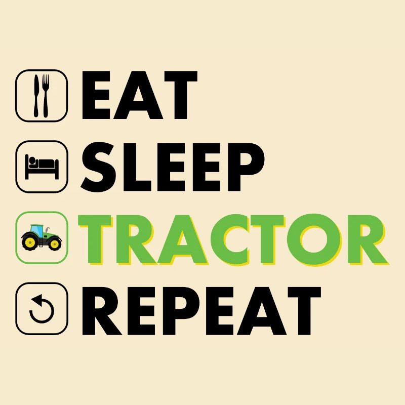 Traktor eat sleep repeat schwarz