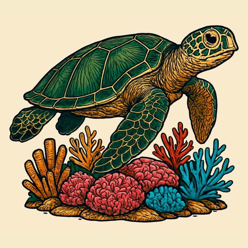 Conception de plongeur de tortue de mer verte