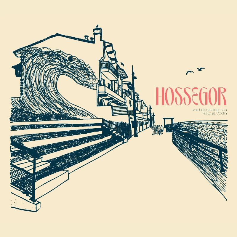 Hossegor Atlantic Coast – Hand-Drawn Wave