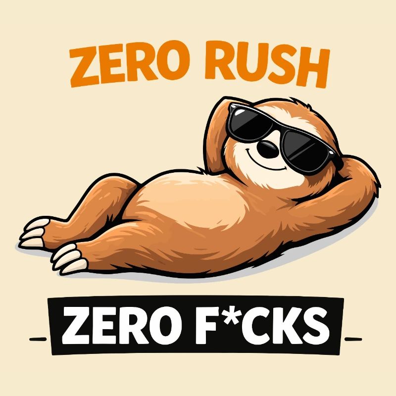 Zero Rush Sloth Chill Slogan