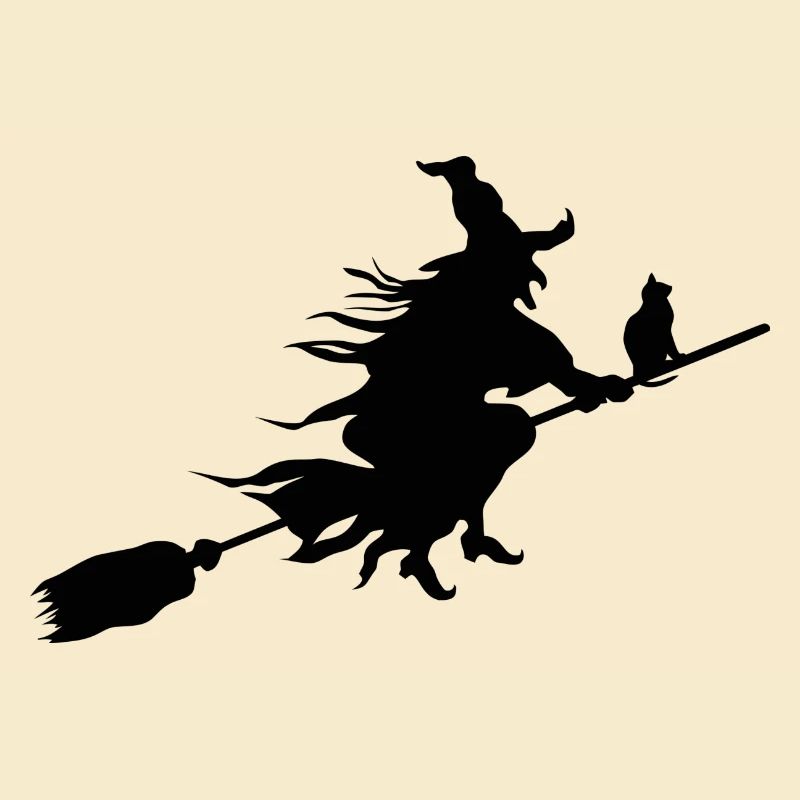 Mythical halloween witch with cat