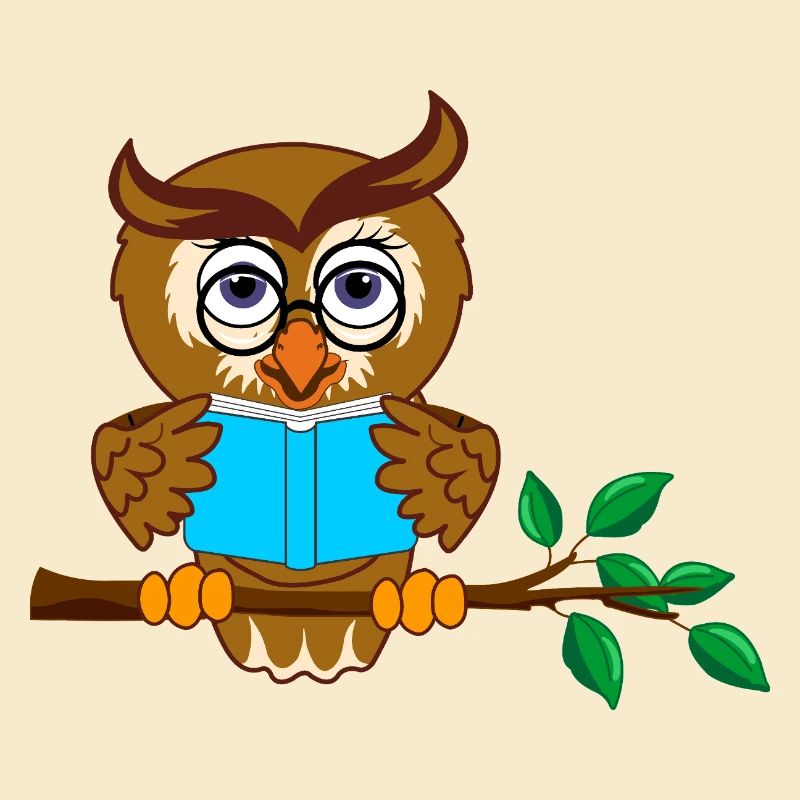 Ast Eule mit blauem Buch