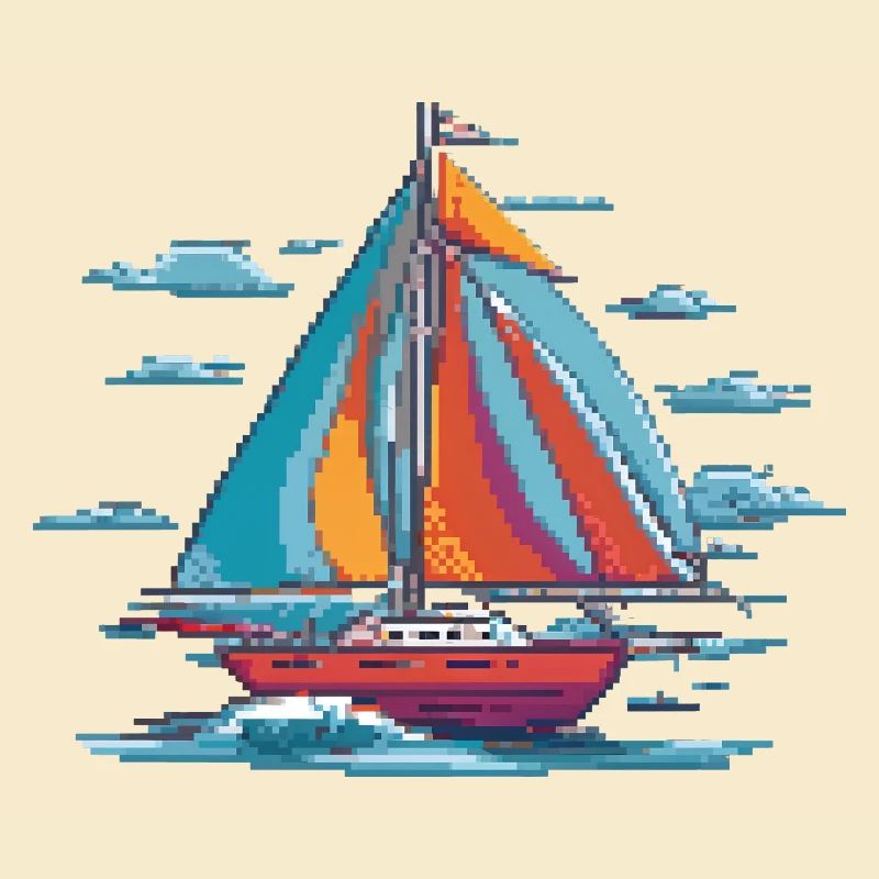 Bunter Pixelsegler