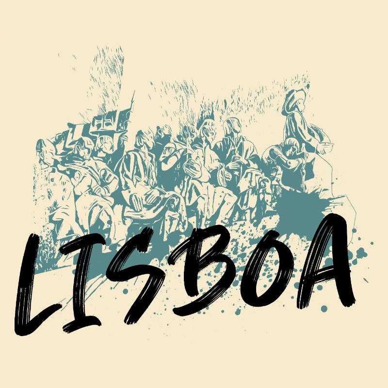 Monument Découvertes Lisbonne illustration bleue