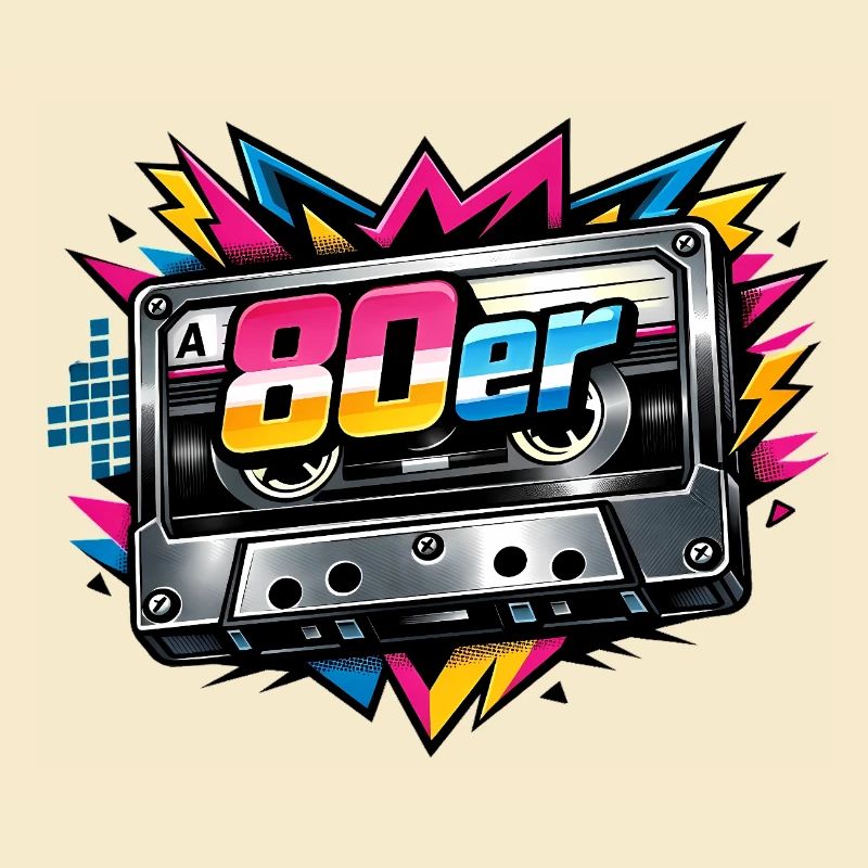 80er Retro Kassette Neon