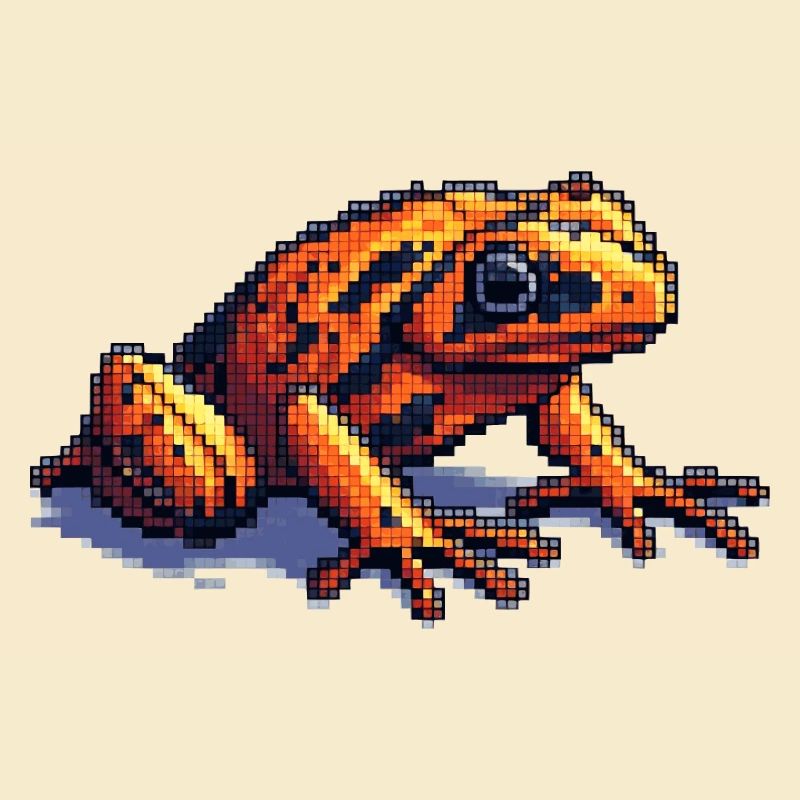 Pfeilgiftfrosch in cooler retro Pixelgrafik