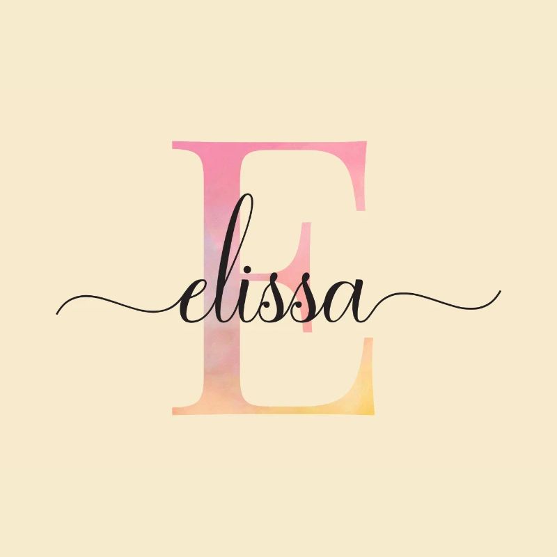 E| Monogramme | Nom | Elissa |Aquarelle