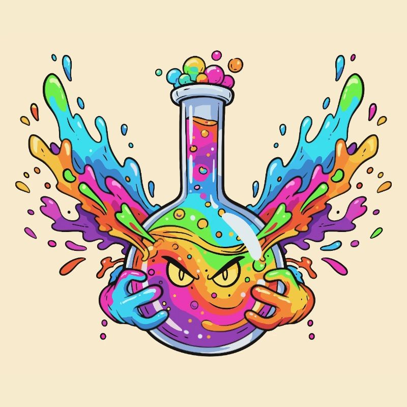 Explosion de la bouteille d’alchimie colorée