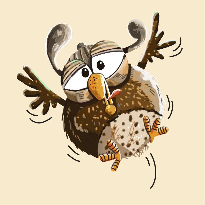 Flatternde Eule im Tiefflug - Eulen - Lustig