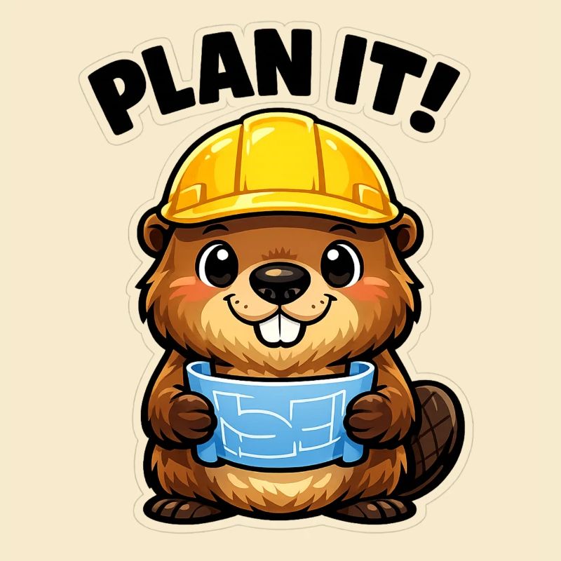 Bauheld Biber mit Plan