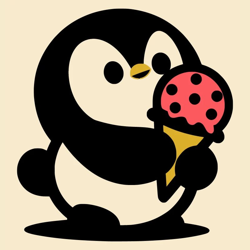 Kleiner Pinguin mit Eis