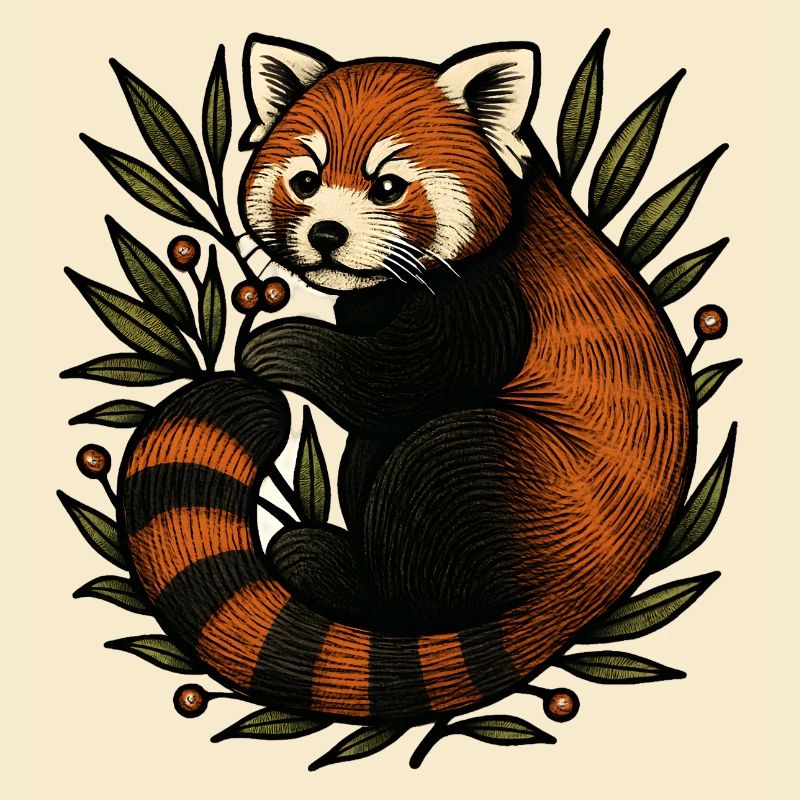 Panda rouge dans le feuillage