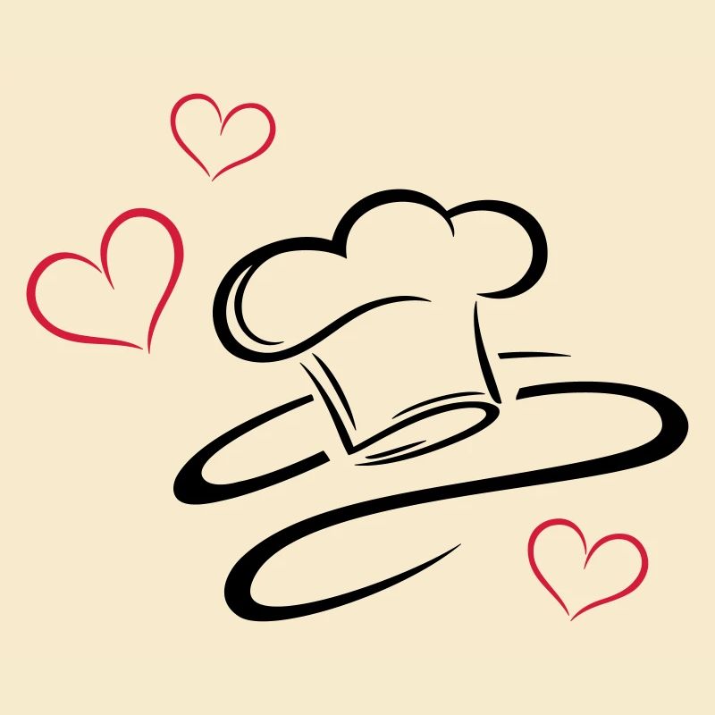 Cook, logo, chef hat with three hearts.