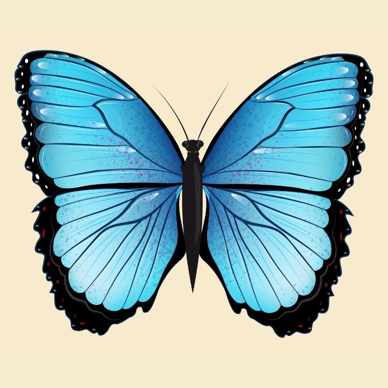 papillon bleu dessiné à la main et coloré