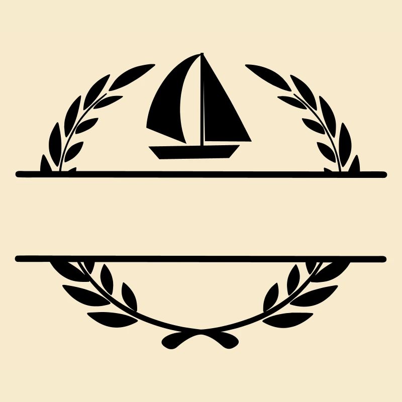 Segelboot im Lorbeerkranzmonogramm