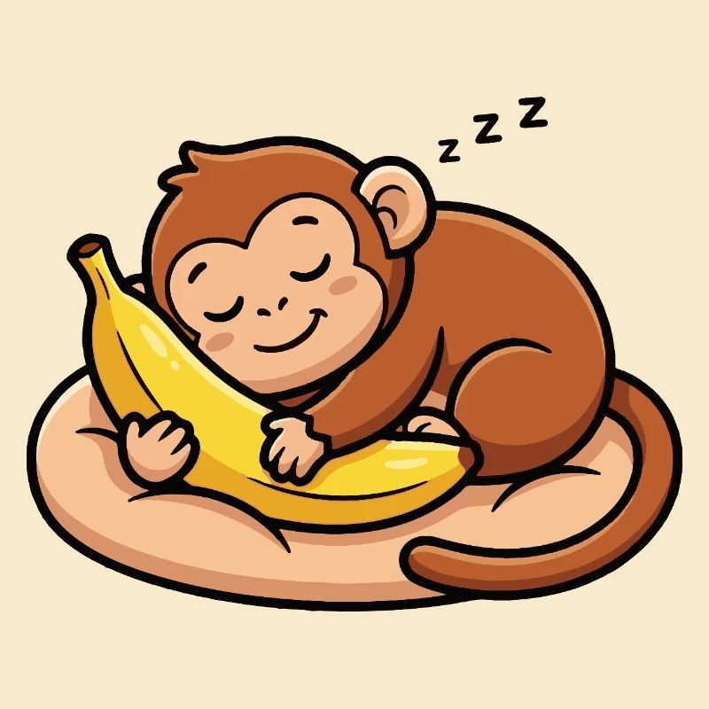 Schlafender Affe mit Banane