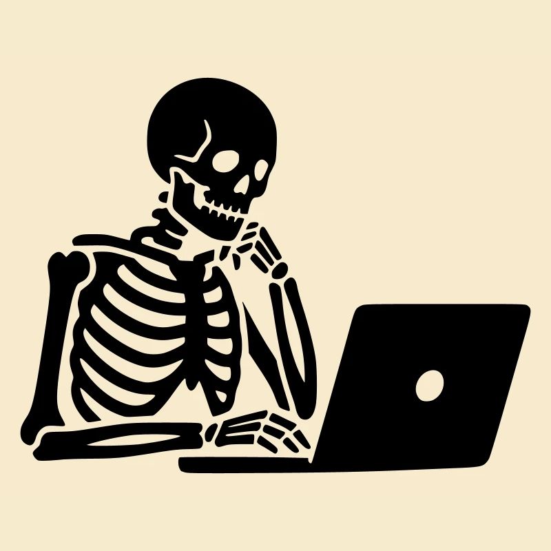 Skeleton on laptop computer