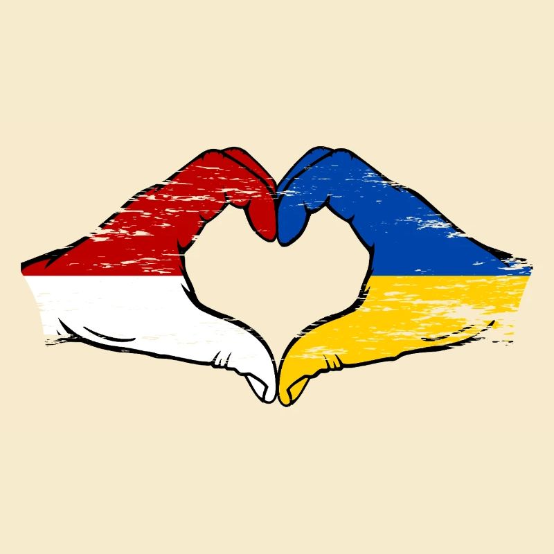 Monaco Ukraine Drapeau Forme Main Forme Coeur Utilisé