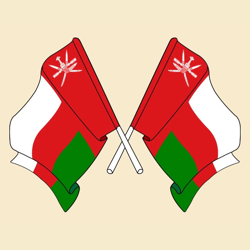 Two flags crossed from Oman