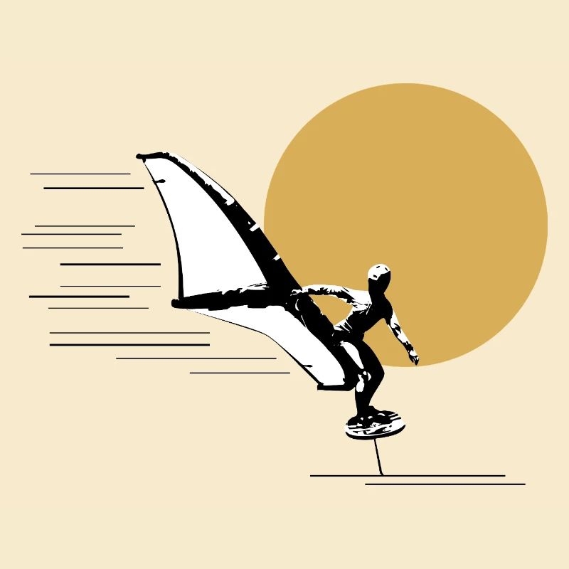 Wingfoiler devant le soleil