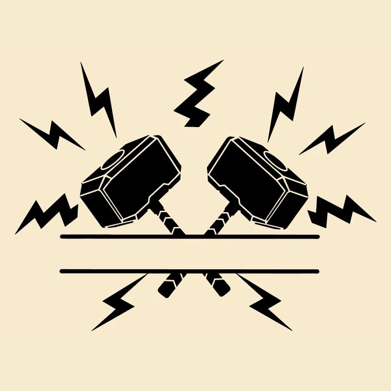 Deux marteaux de Thor avec découpe de texte