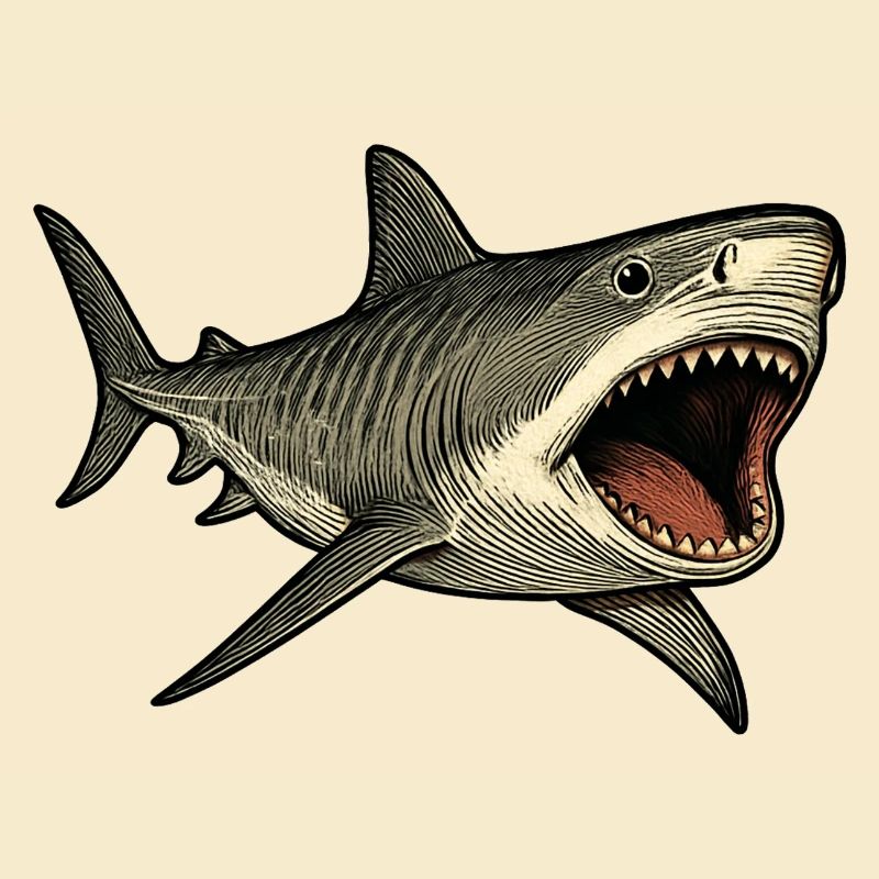 Tiger Shark Mouth Open Shark Design