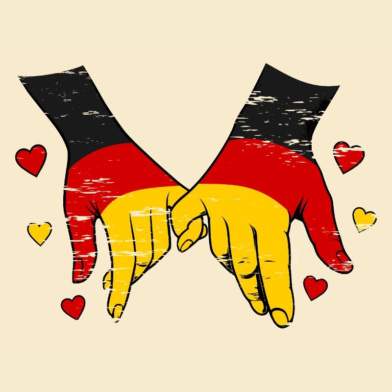 Drapeau allemand main dans la main utilisé