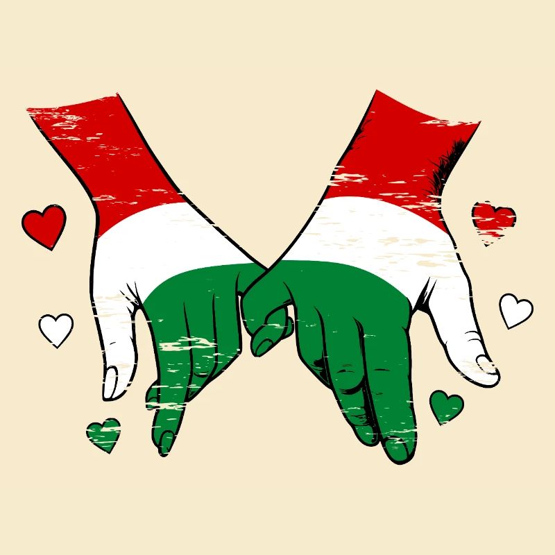 Drapeau hongrois main dans la main utilisé