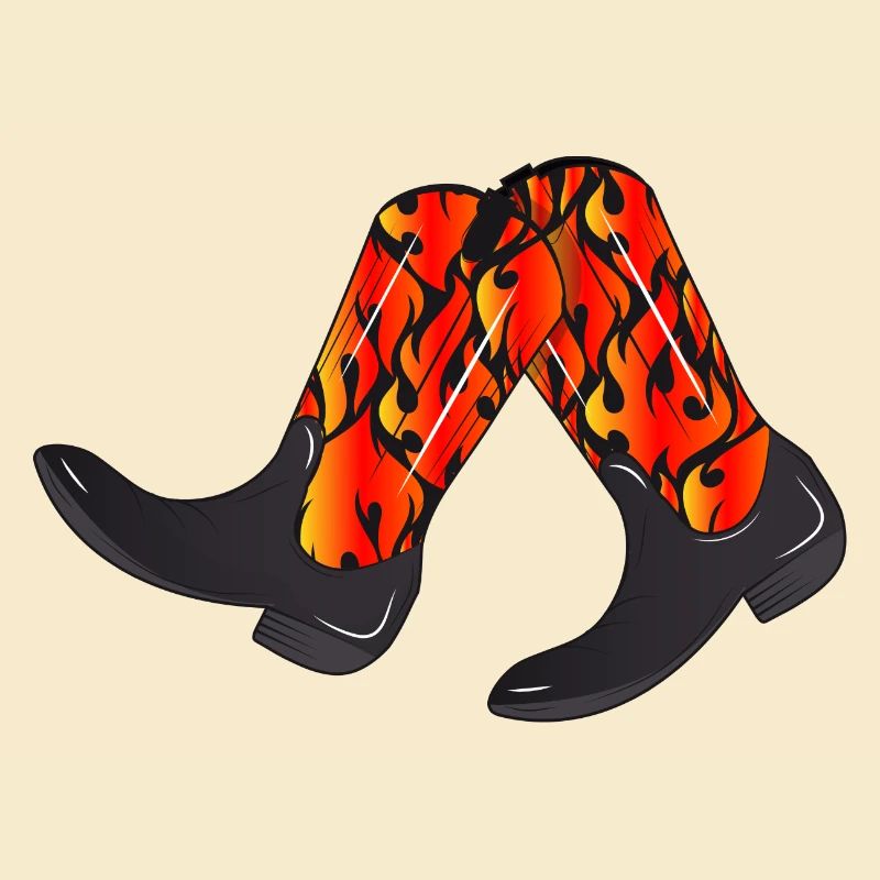 extravagant western boots with flame pattern