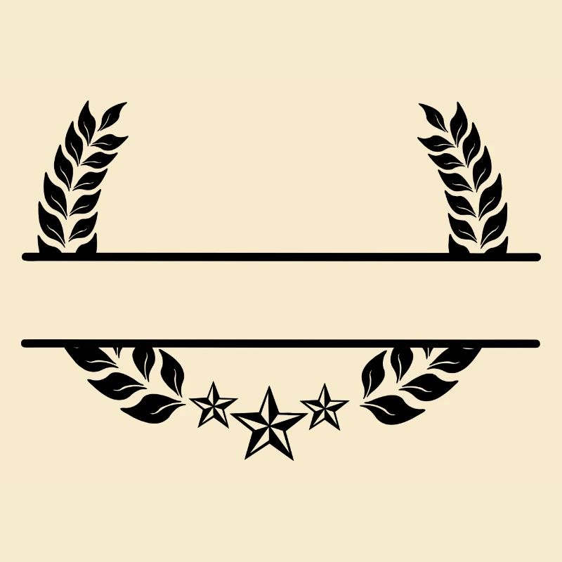Laurel wreath monogram three stars