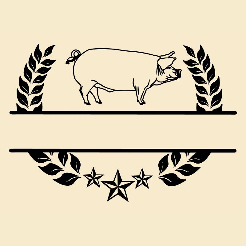 Transparent pig in laurel wreath.
