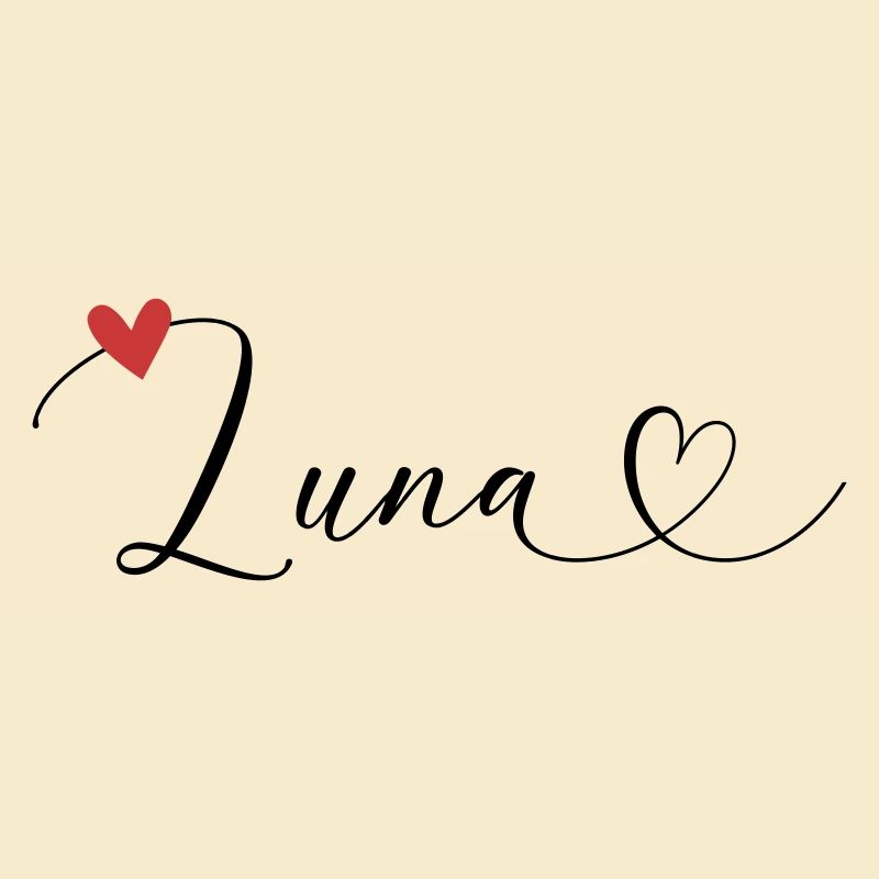Luna Name First Name Calligraphy Heart