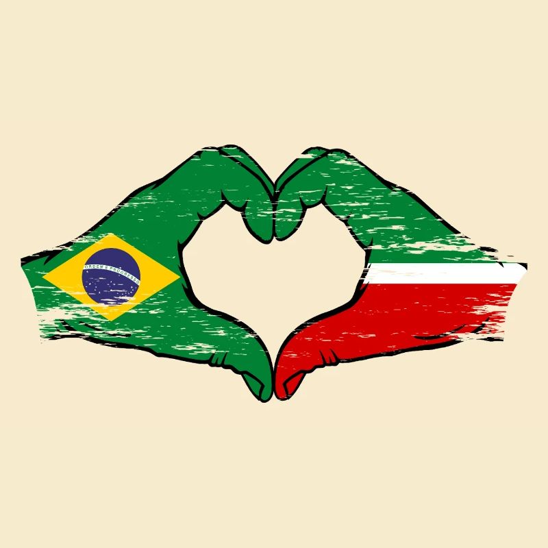 Brésil Tatarstan drapeau mains coeur utilisé