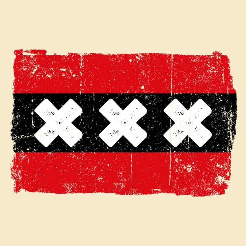 Drapeau à rayures rouges avec X blanc