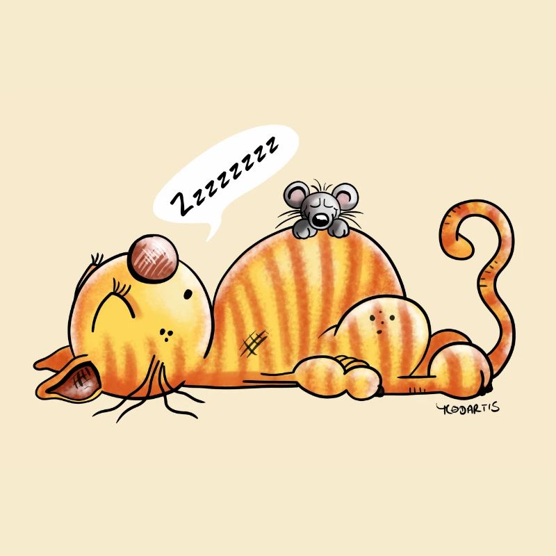 Schnarchende Katze und Maus - Comic - Fun