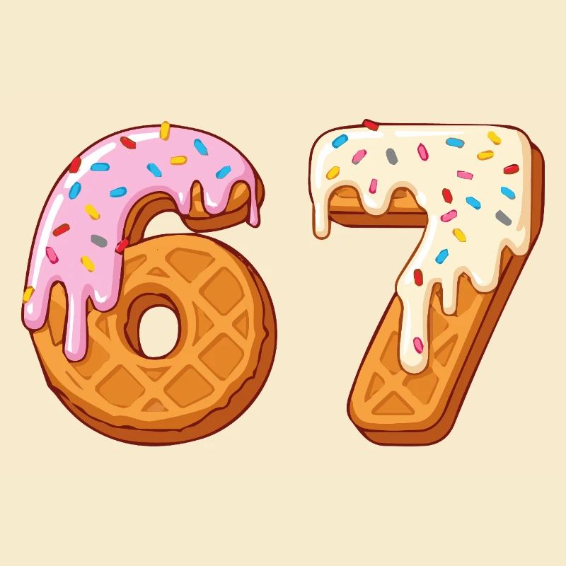 67 - Sixty Seven Number 67 Waffle Ic-e Cream Six 