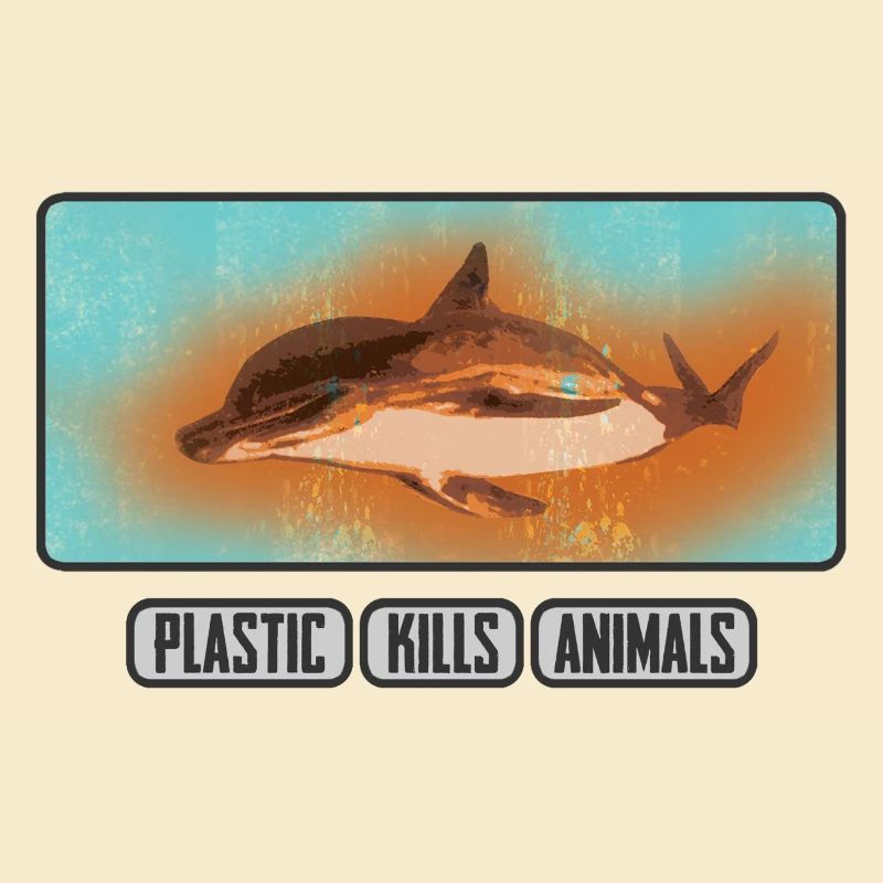 Underwater world against plastic waste with dolphin