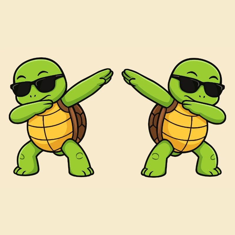 Dab turtle duo with sunglasses