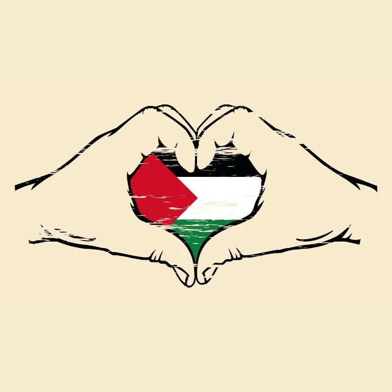 Drapeau de la Palestine en forme de coeur utilisé
