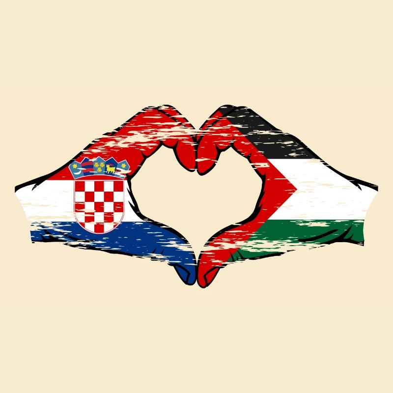 Croatie Palestine drapeau mains forme de coeur utilisé